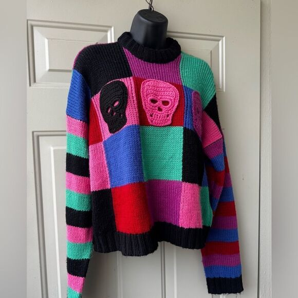 The Ragged Priest Triple Skull Intarsia Jumper – Multicolor – Size XS - Picture 8 of 13